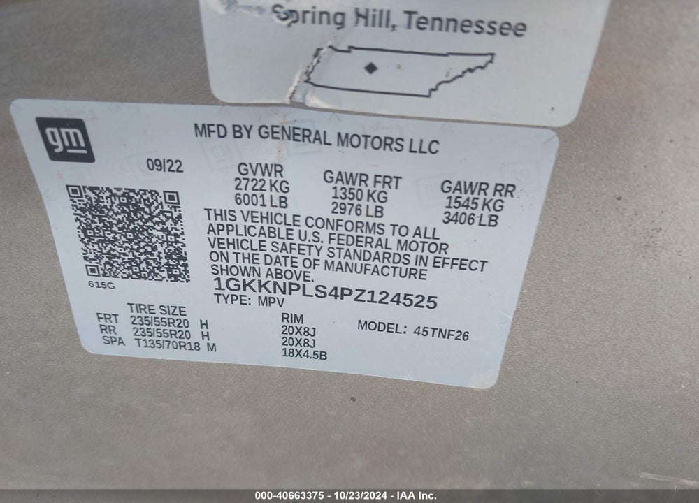 2023 GMC ACADIA FWD DENALI VIN: 1GKKNPLS4PZ124525