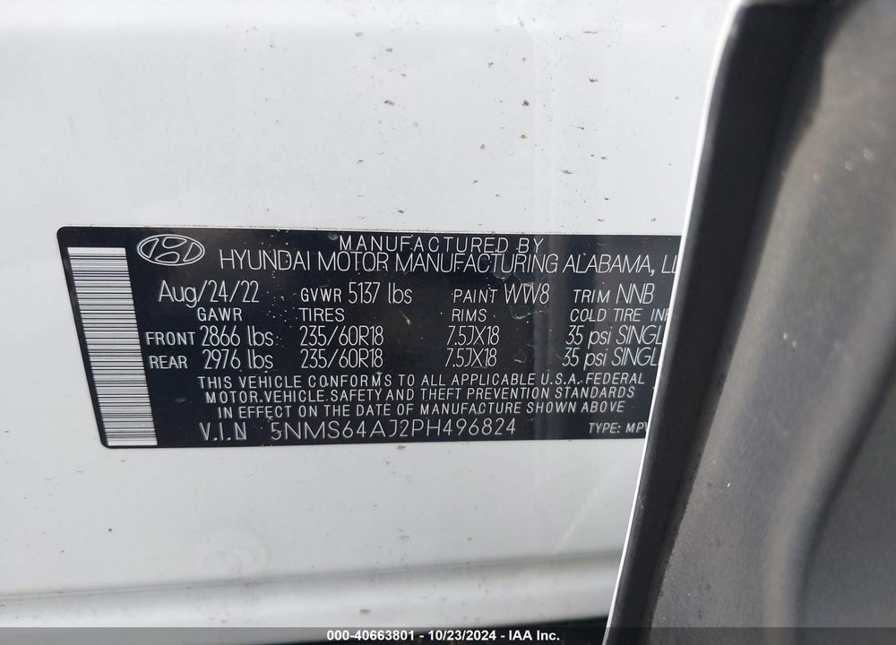 2023 HYUNDAI SANTA FE XRT VIN: 5NMS64AJ2PH496824