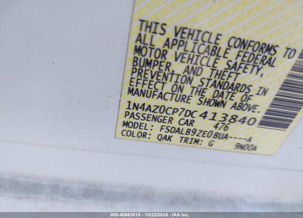 2013 NISSAN LEAF S VIN: 1N4AZ0CP7DC413840