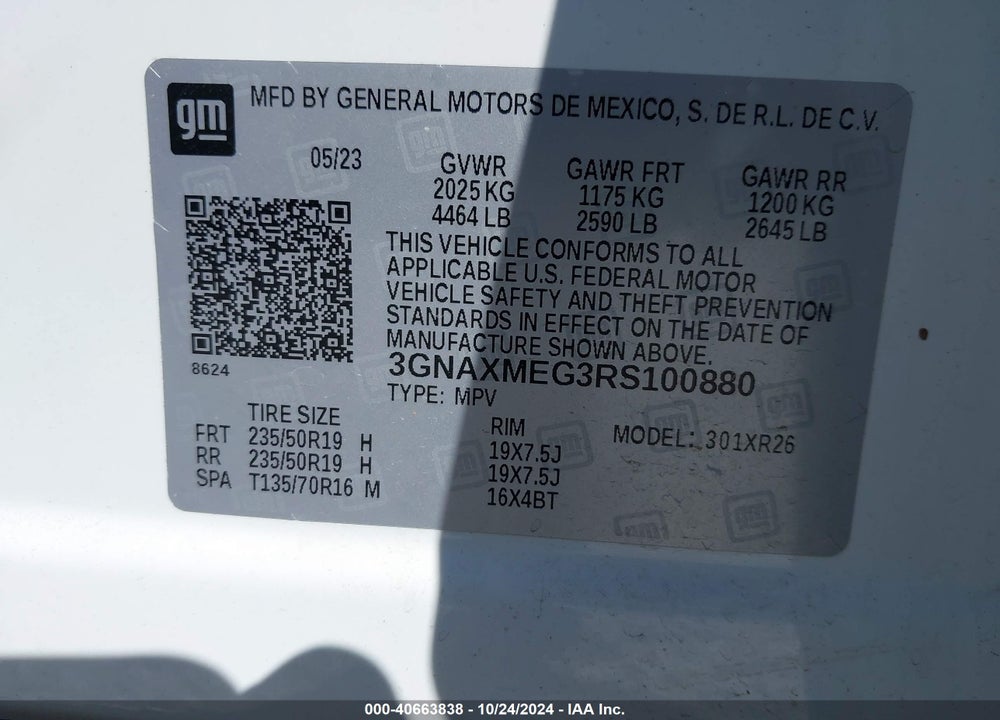 2024 CHEVROLET EQUINOX FWD RS VIN: 3GNAXMEG3RS100880