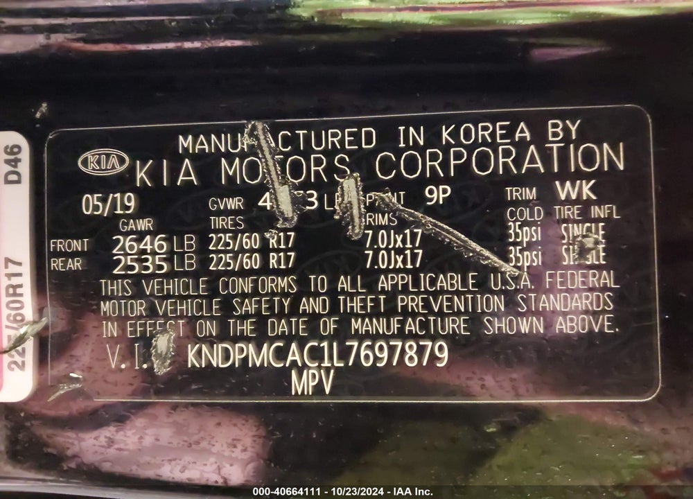 2020 KIA SPORTAGE LX VIN: KNDPMCAC1L7697879