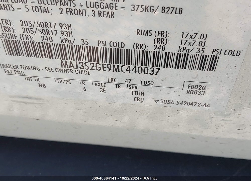 2021 FORD ECOSPORT SE VIN: MAJ3S2GE9MC440037