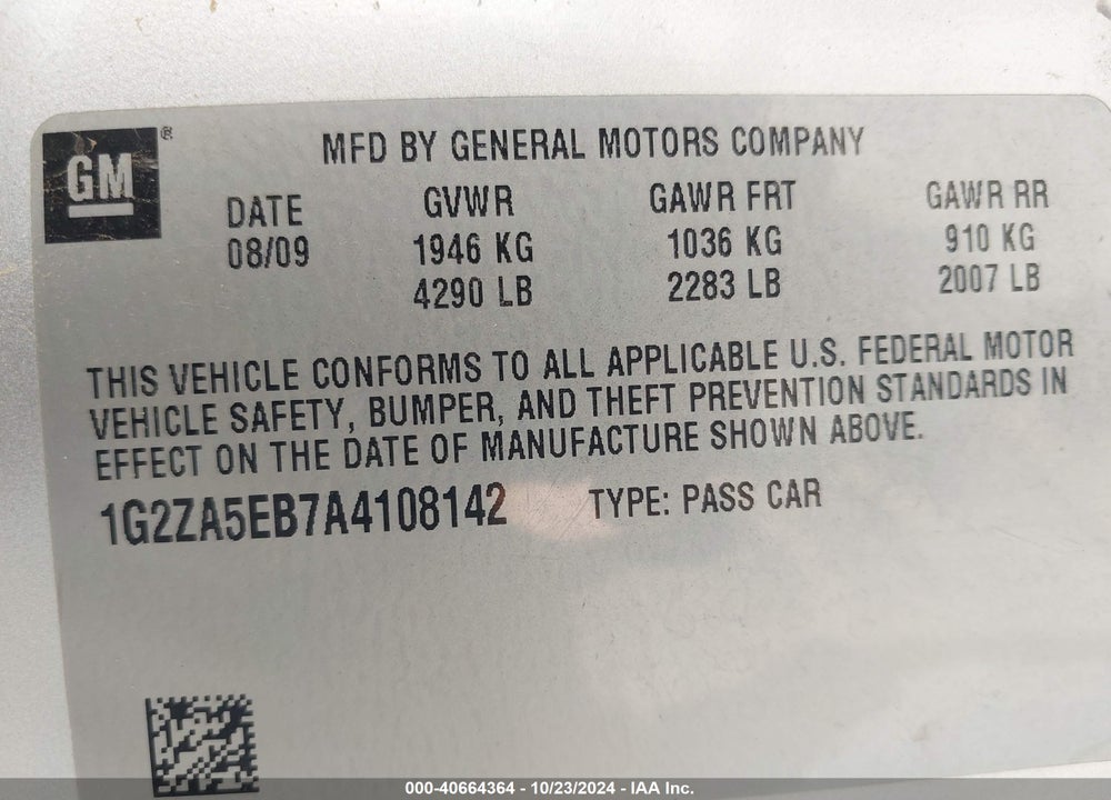 2010 PONTIAC G6 VIN: 1G2ZA5EB7A4108142