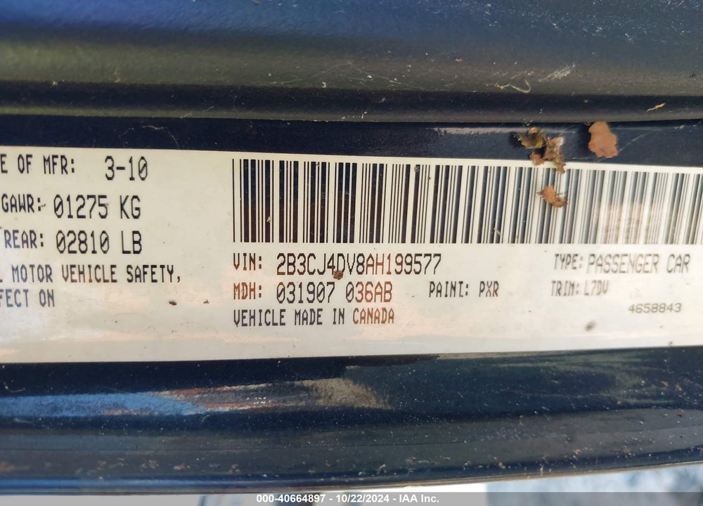 2010 CHALLENGER DODGE  SE VIN: 2B3CJ4DV8AH199577