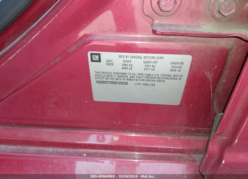 2009 CADILLAC CTS HI FEATURE V6 VIN: 1G6DV57V090126635