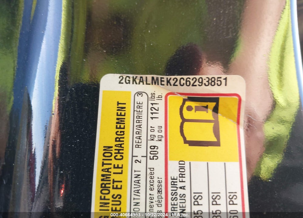 2012 GMC TERRAIN SLE-1 VIN: 2GKALMEK2C6293851