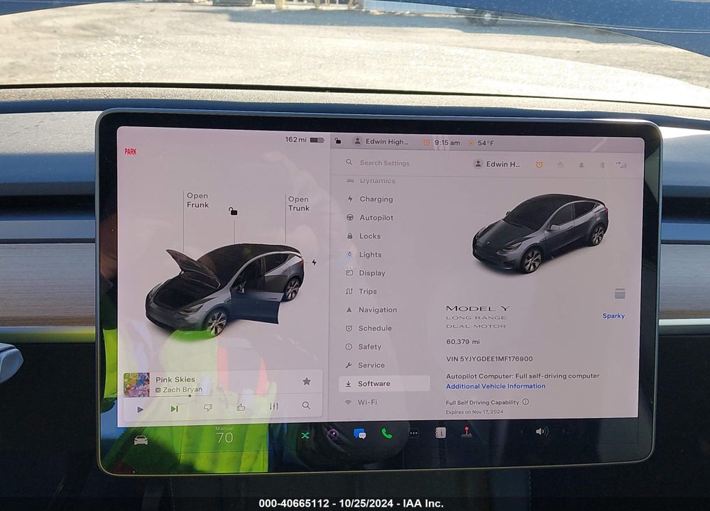 2021 TESLA MODEL Y LONG RANGE DUAL MOTOR ALL-WHEEL DRIVE VIN: 5YJYGDEE1MF176900