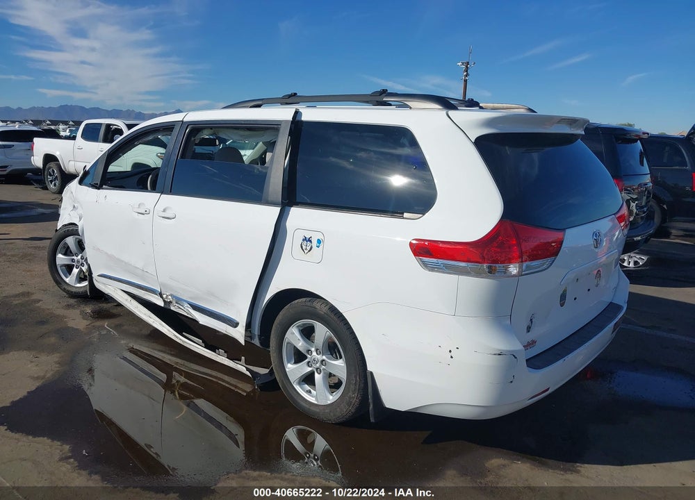 2012 TOYOTA SIENNA LE V6 8 PASSENGER VIN: 5TDKK3DC6CS210614