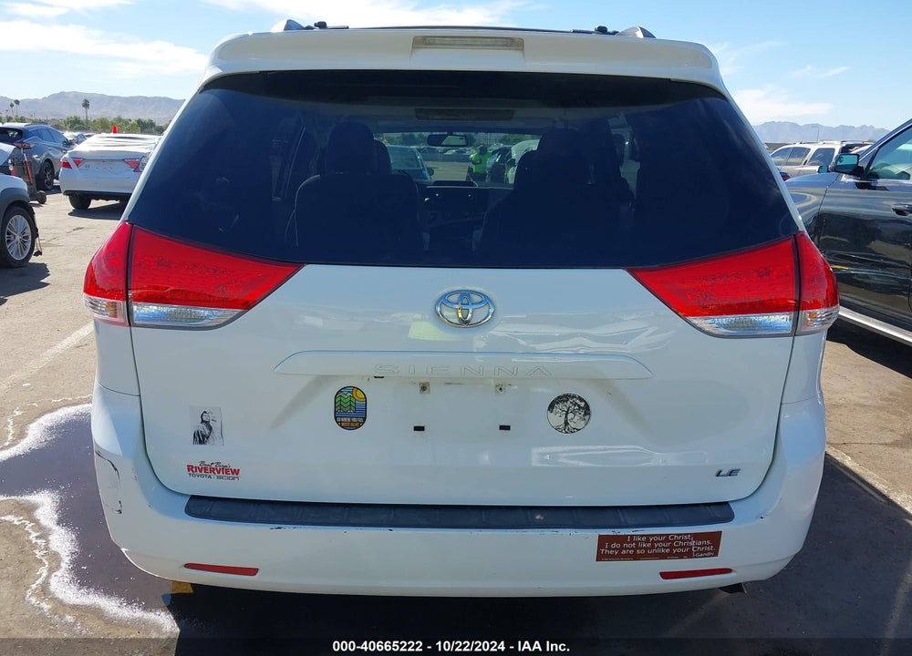 2012 TOYOTA SIENNA LE V6 8 PASSENGER VIN: 5TDKK3DC6CS210614