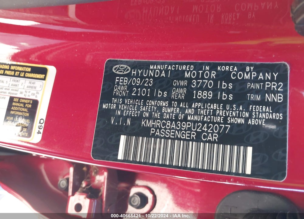 2023 HYUNDAI VENUE LIMITED VIN: KMHRC8A39PU242077