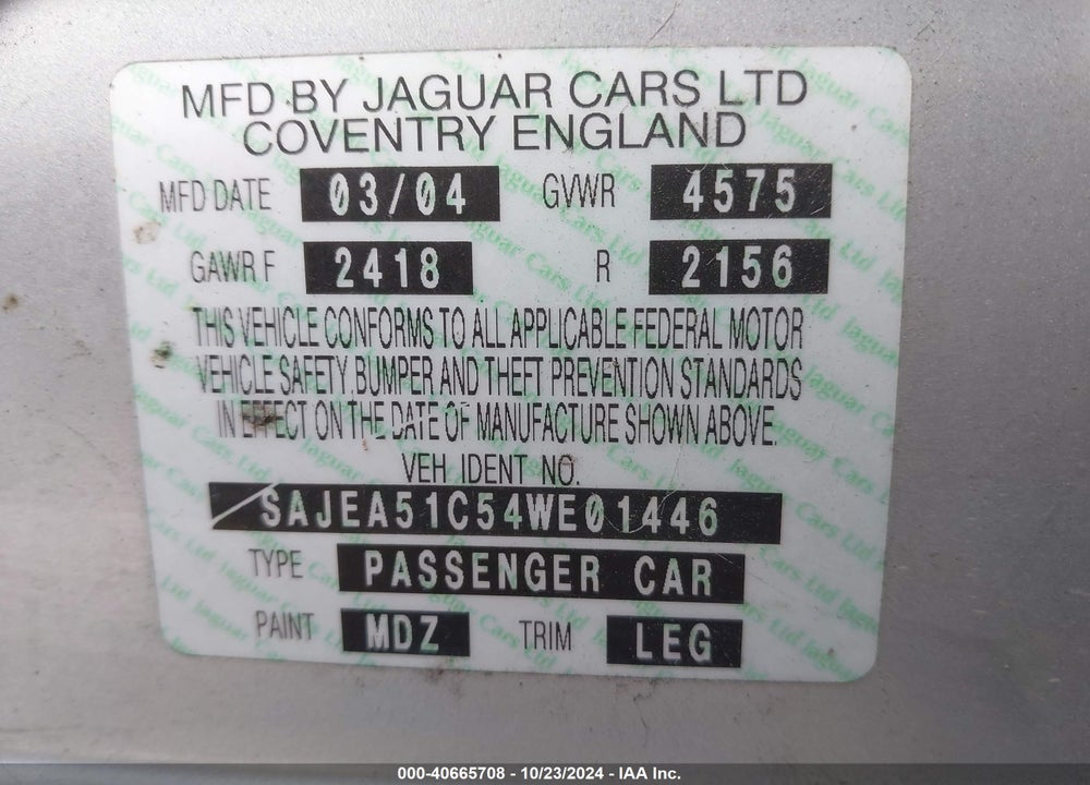 2004 JAGUAR X-TYPE 3.0 VIN: SAJEA51C54WE01446