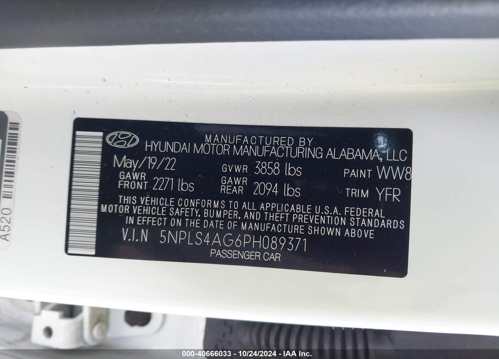 2023 HYUNDAI ELANTRA SEL VIN: 5NPLS4AG6PH089371