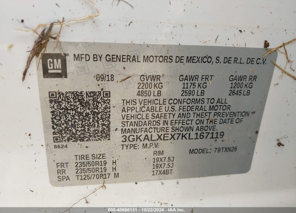 2019 GMC TERRAIN DENALI VIN: 3GKALXEX7KL167119