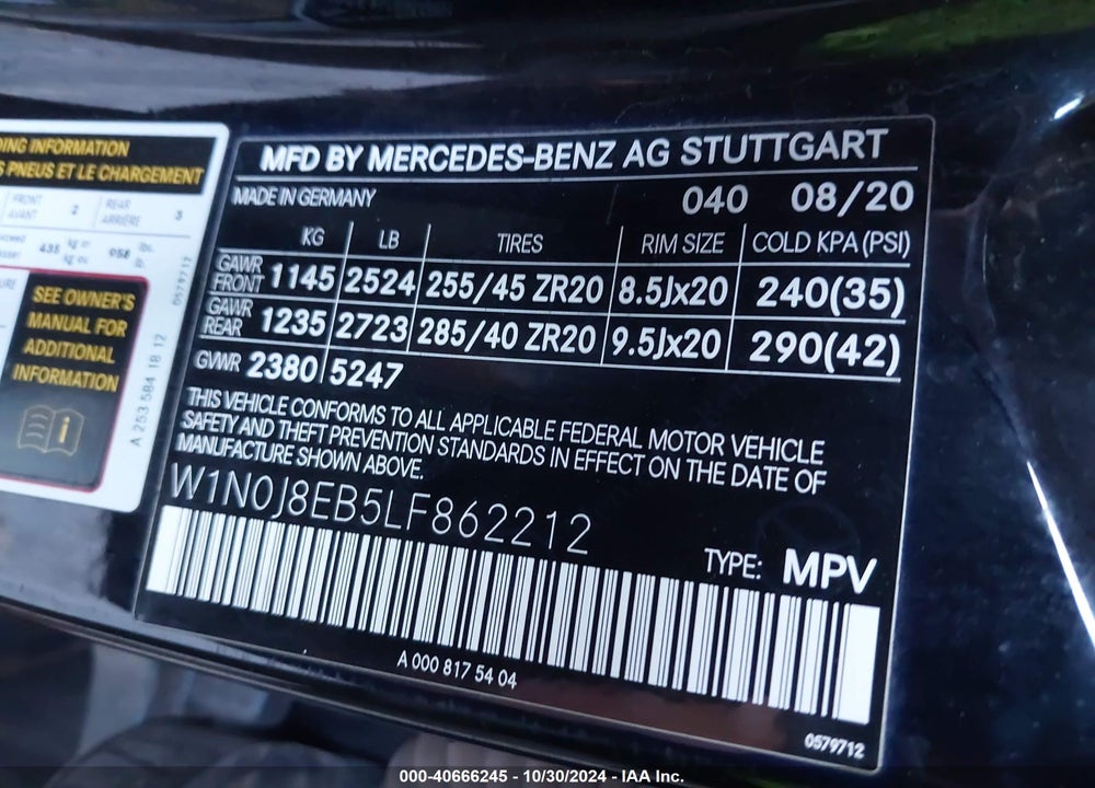 2020 MERCEDES-BENZ GLC 300 COUPE 4MATIC VIN: W1N0J8EB5LF862212