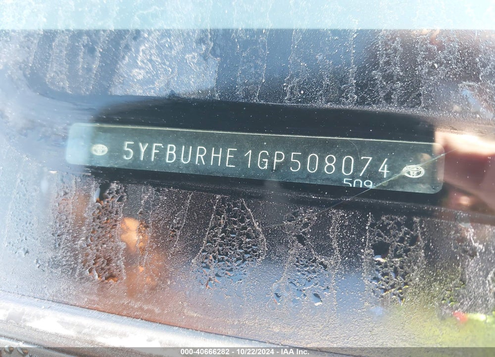 2016 TOYOTA COROLLA LE PLUS VIN: 5YFBURHE1GP508074