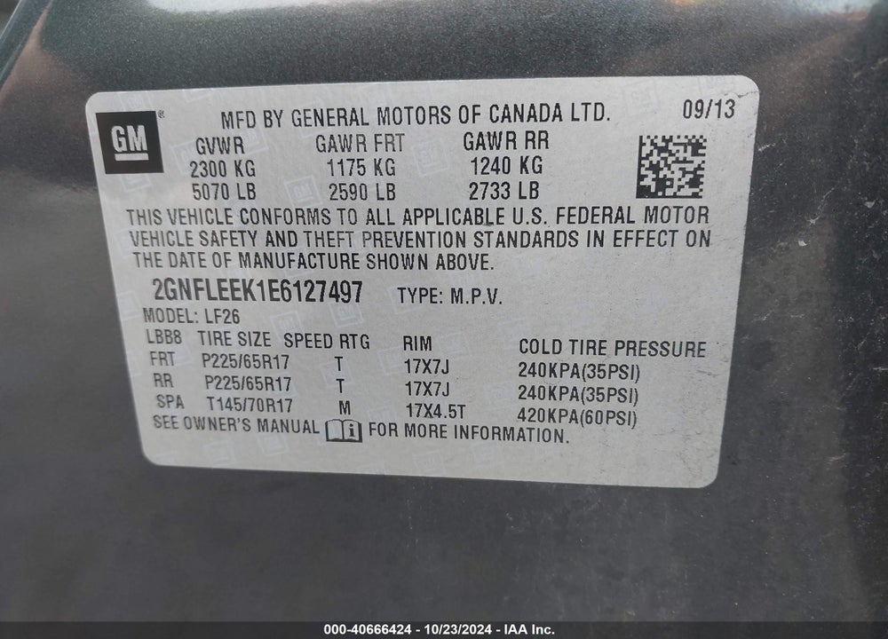 2014 CHEVROLET EQUINOX LS VIN: 2GNFLEEK1E6127497