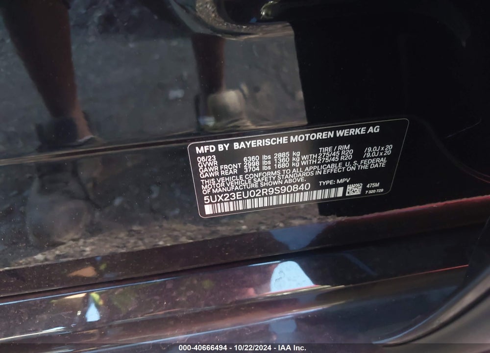 2024 BMW X5 XDRIVE40I VIN: 5UX23EU02R9S90840