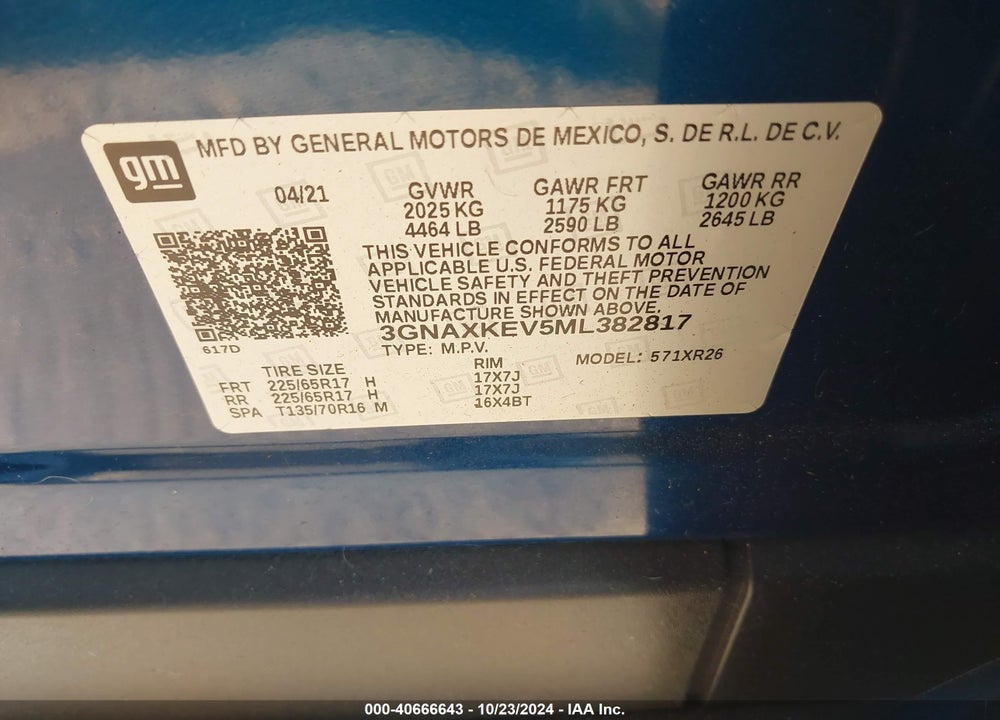 2021 CHEVROLET EQUINOX FWD LT VIN: 3GNAXKEV5ML382817