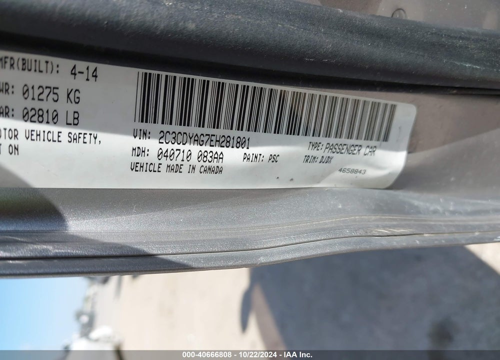 2014 DODGE CHALLENGER SXT 100TH ANNIVERSARY APPEARANCE GROUP VIN: 2C3CDYAG7EH281801