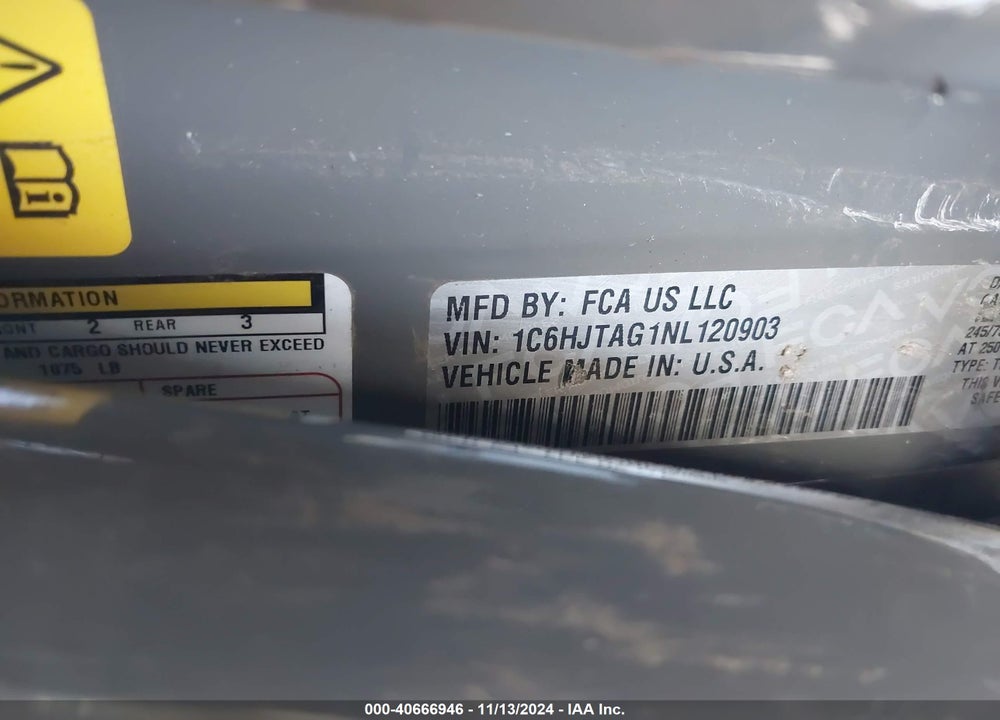2022 JEEP GLADIATOR ALTITUDE 4X4 VIN: 1C6HJTAG1NL120903
