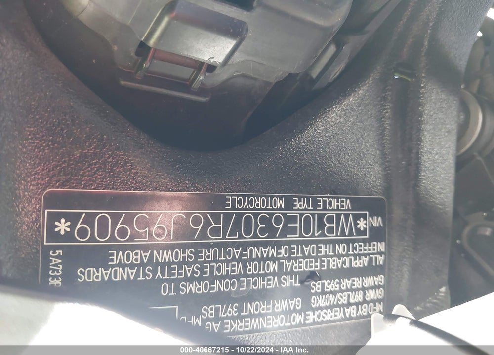 2024 BMW S 1000 RR VIN: WB10E6307R6J95909