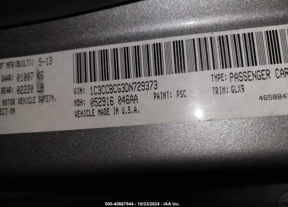 2013 CHRYSLER 200 LIMITED VIN: 1C3CCBCG3DN729373