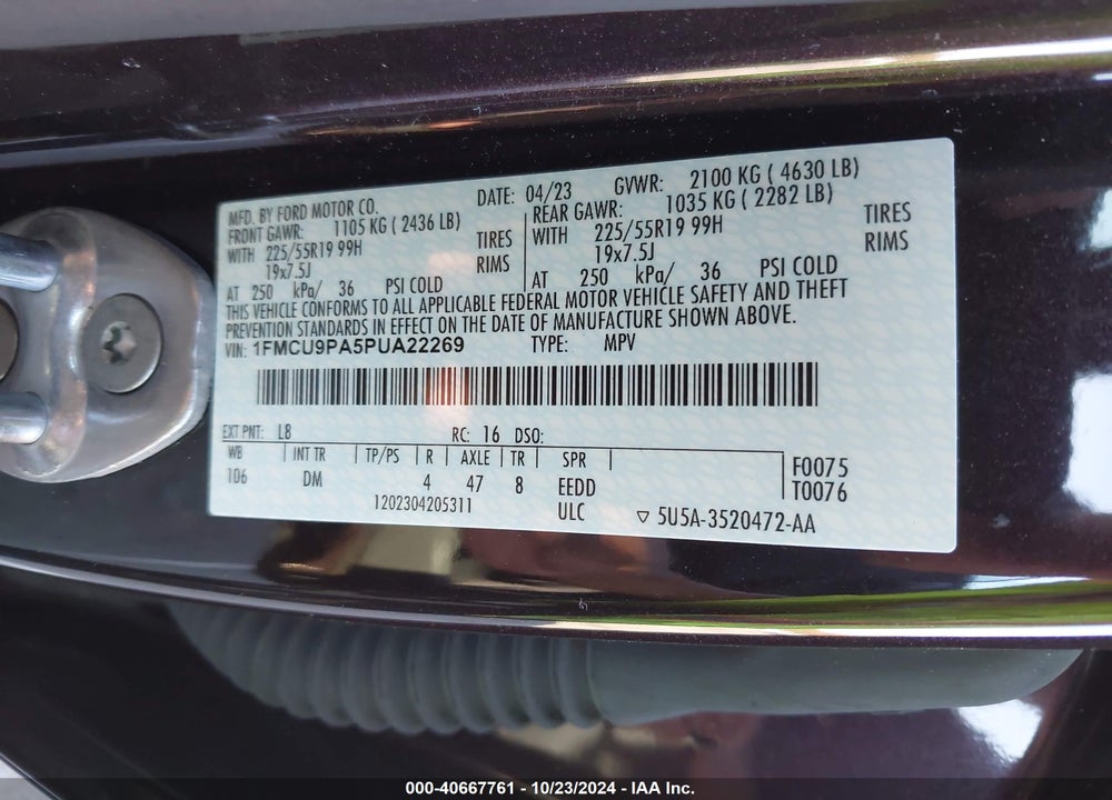 2023 FORD ESCAPE ST-LINE ELITE VIN: 1FMCU9PA5PUA22269
