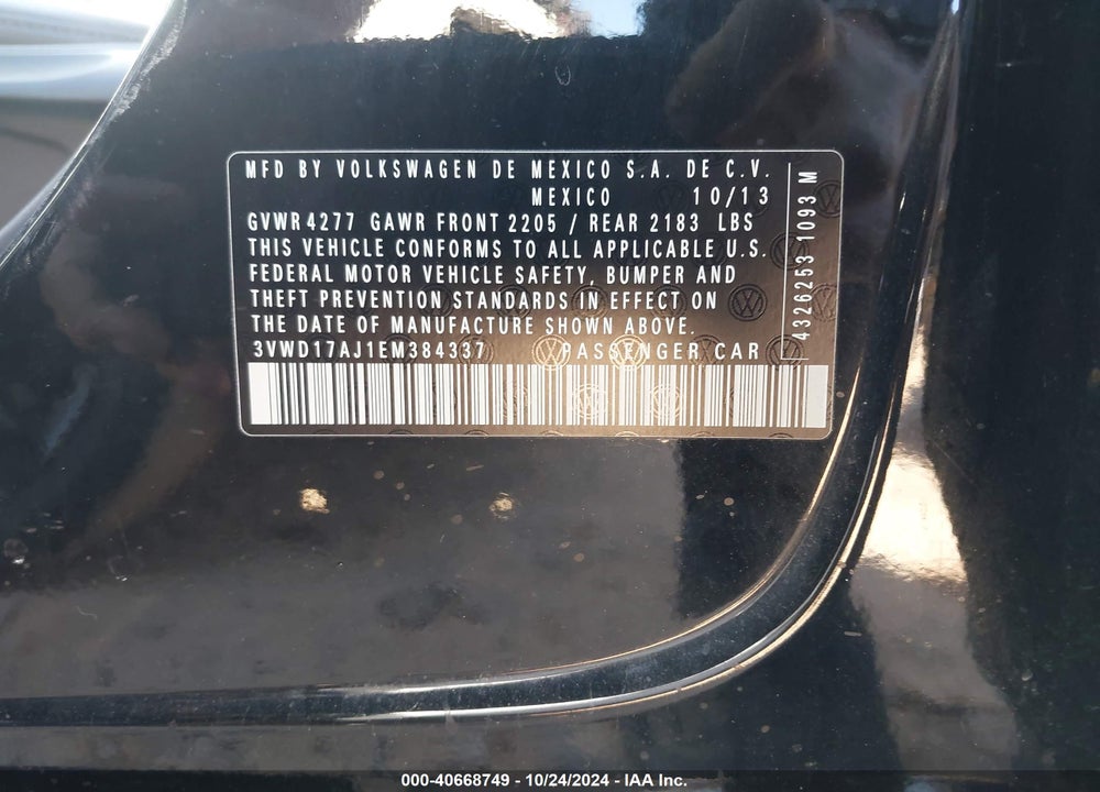 2014 VOLKSWAGEN JETTA 1.8T SE VIN: 3VWD17AJ1EM384337