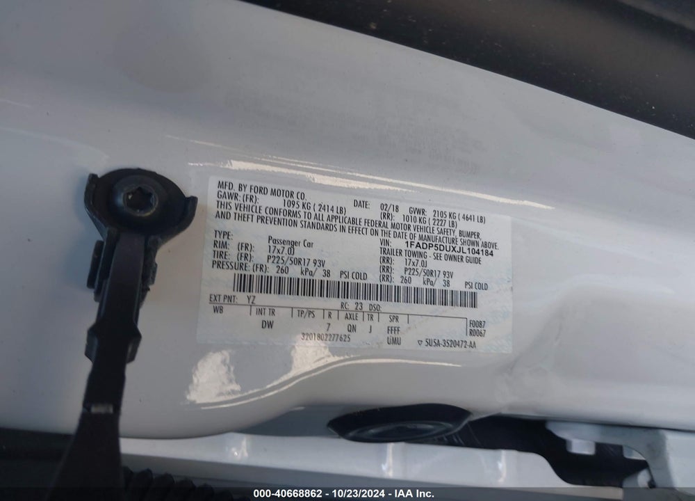 2018 FORD C-MAX HYBRID TITANIUM VIN: 1FADP5DUXJL104184