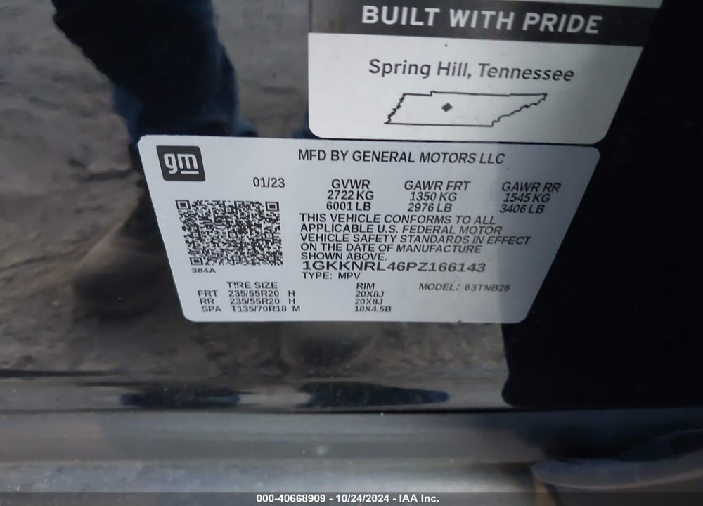 2023 GMC ACADIA AWD SLE VIN: 1GKKNRL46PZ166143