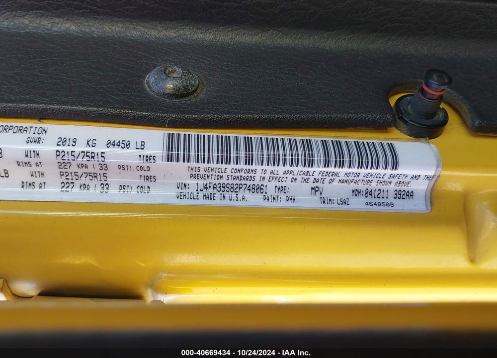 2002 JEEP WRANGLER X VIN: 1J4FA39S82P748061