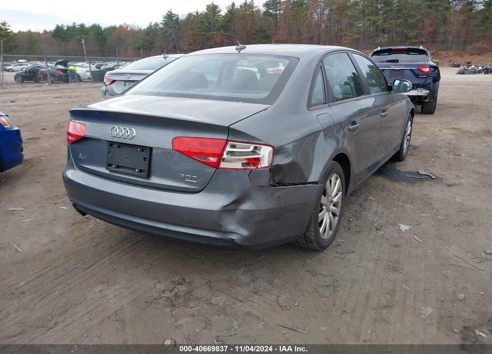 2014 AUDI A4 2.0T PREMIUM VIN: WAUBFAFL6EN038015