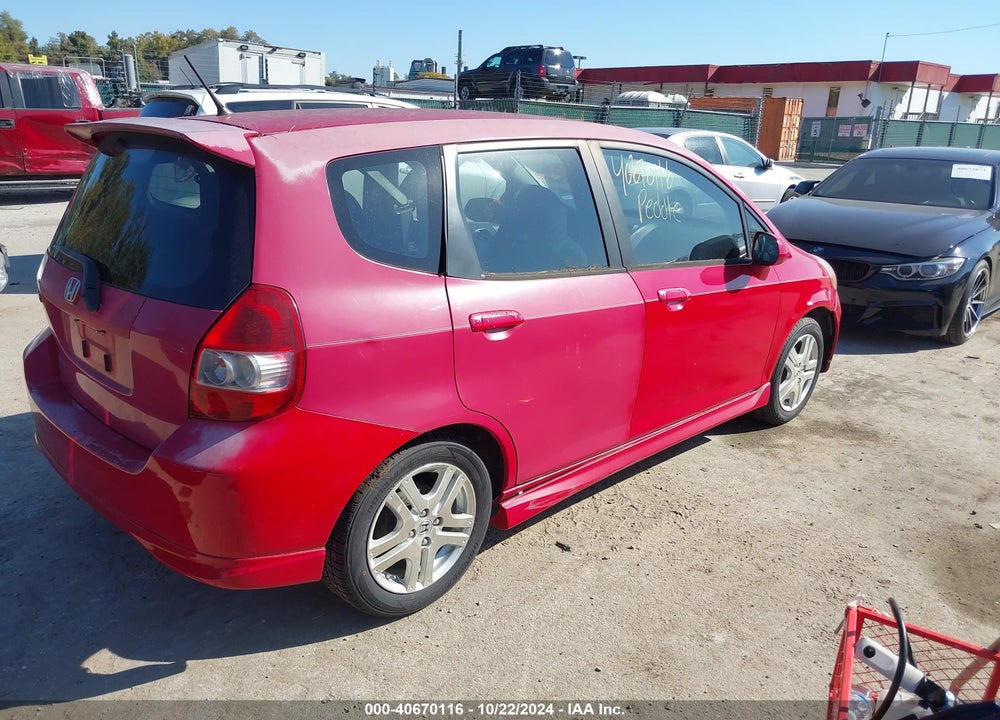 2008 HONDA FIT SPORT VIN: JHMGD38628S038602