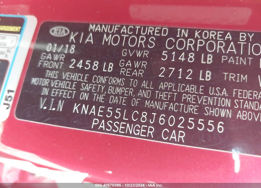 2018 KIA STINGER GT2 VIN: KNAE55LC8J6025556