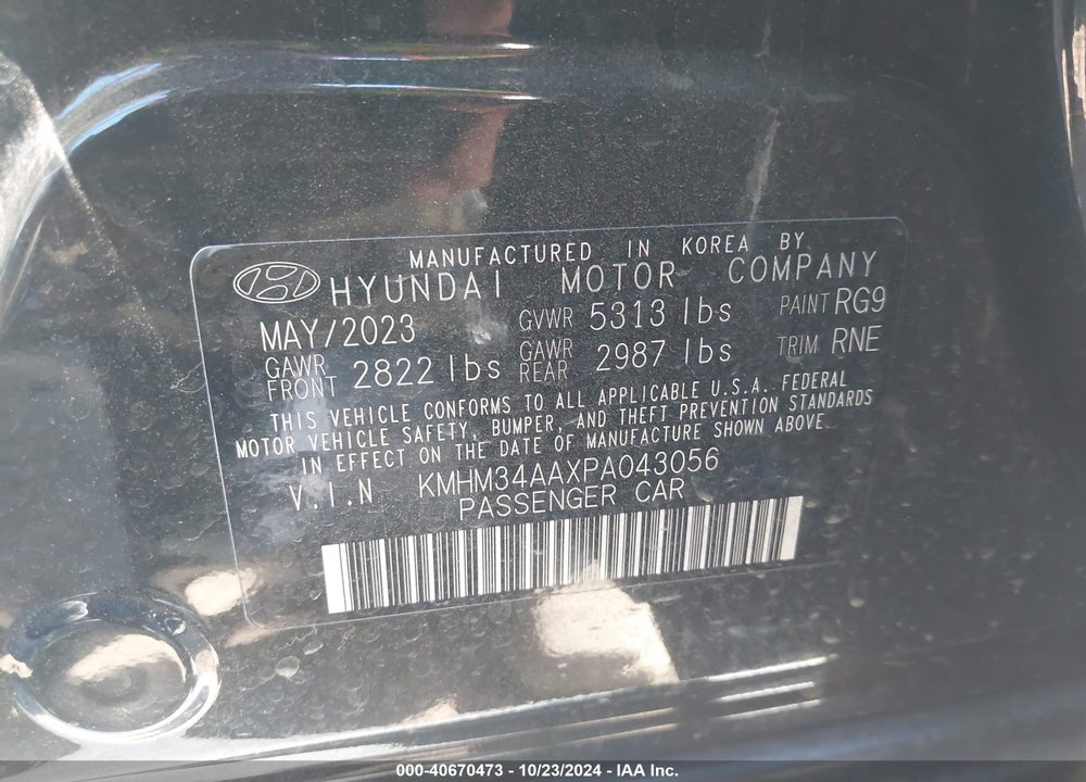 2023 HYUNDAI IONIQ 6 SEL VIN: KMHM34AAXPA043056