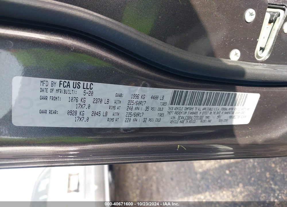 2020 JEEP COMPASS SUN AND SAFETY FWD VIN: 3C4NJCBBXLT231322