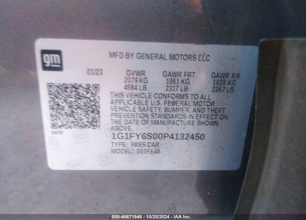 2023 CHEVROLET BOLT EUV FWD LT VIN: 1G1FY6S00P4132450