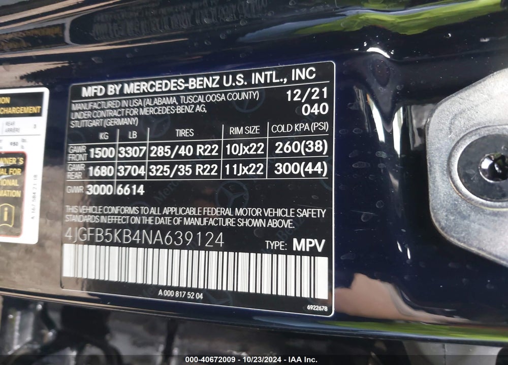 2022 MERCEDES-BENZ GLE 450 4MATIC VIN: 4JGFB5KB4NA639124