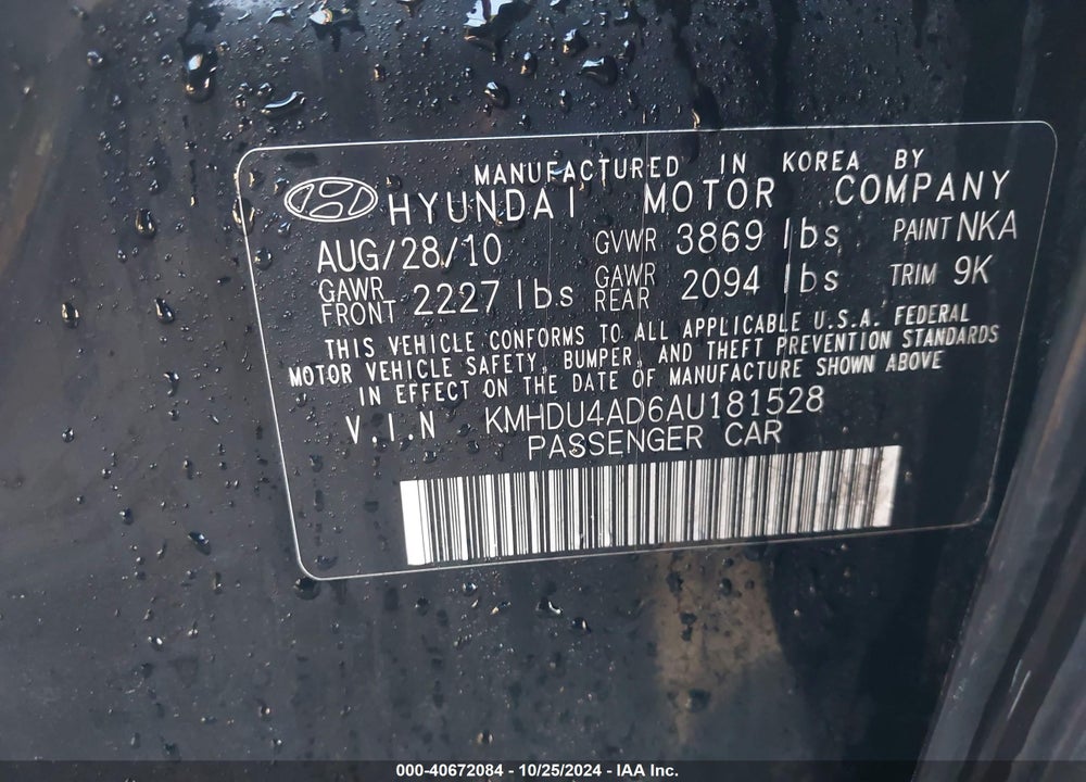 2010 HYUNDAI ELANTRA GLS VIN: KMHDU4AD6AU181528