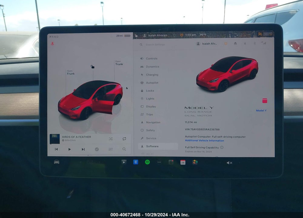 2024 TESLA MODEL Y LONG RANGE DUAL MOTOR ALL-WHEEL DRIVE VIN: 7SAYGDEE5RA238788