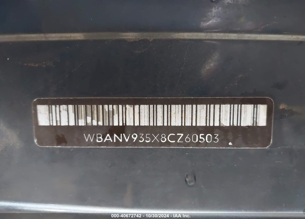 2008 BMW 535XI VIN: WBANV935X8CZ60503