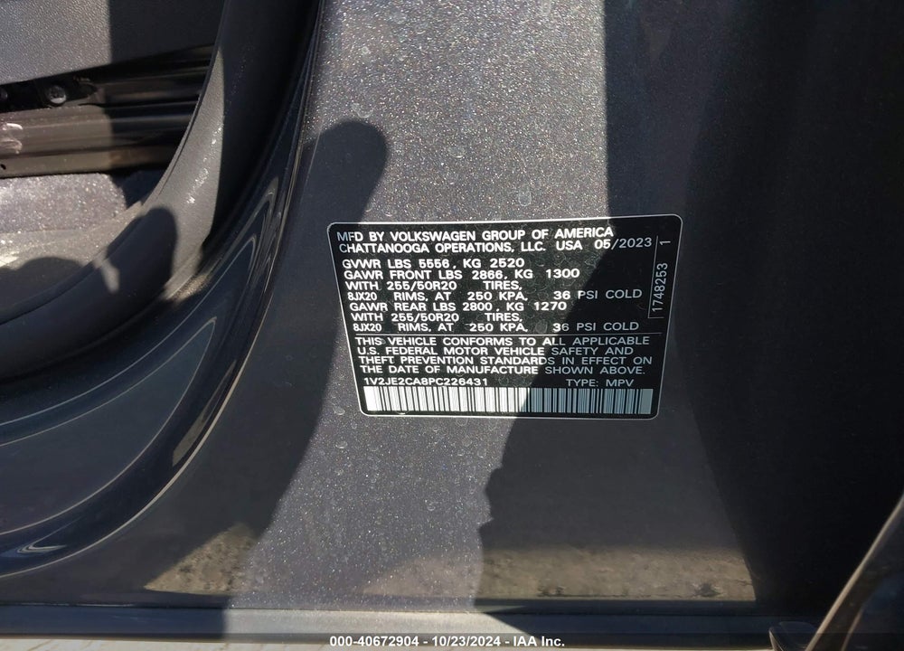 2023 VOLKSWAGEN ATLAS CROSS SPORT 3.6L V6 SE W/TECHNOLOGY VIN: 1V2JE2CA8PC226431