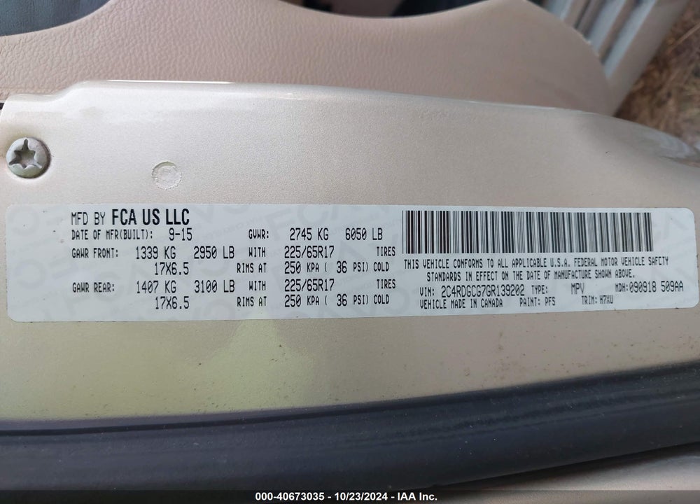 2016 DODGE GRAND CARAVAN SXT VIN: 2C4RDGCG7GR139202
