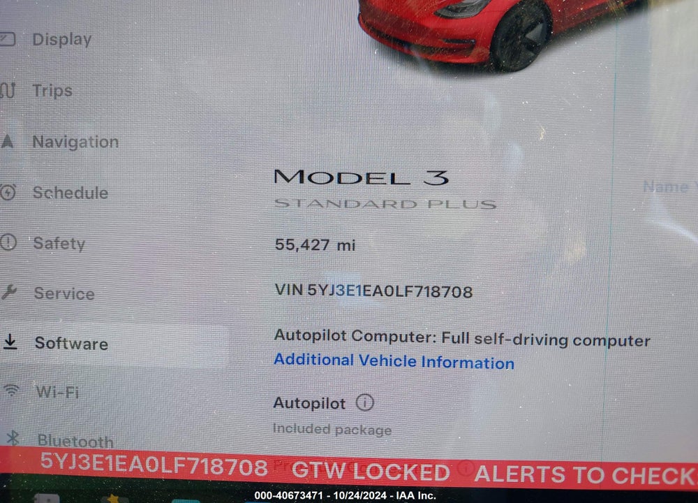 2020 TESLA MODEL 3 STANDARD RANGE PLUS REAR-WHEEL DRIVE/STANDARD RANGE REAR-WHEEL DRIVE VIN: 5YJ3E1EA0LF718708