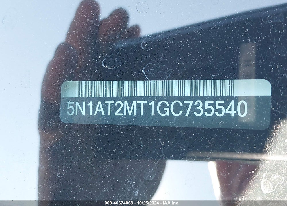 2016 NISSAN ROGUE VIN: 5N1AT2MT1GC735540