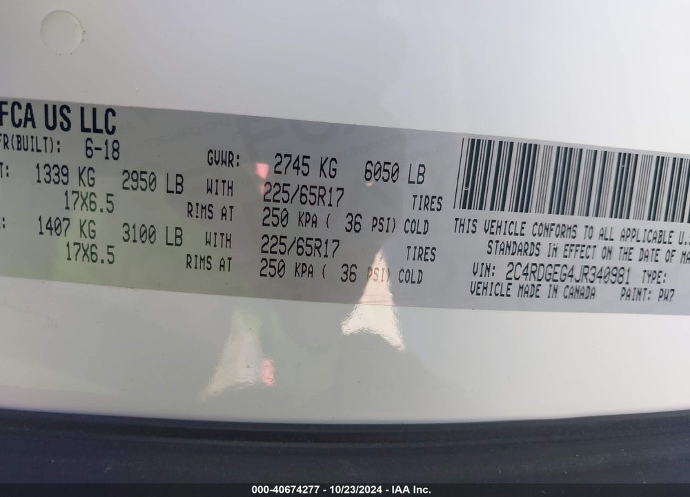 2018 DODGE GRAND CARAVAN GT VIN: 2C4RDGEG4JR340981