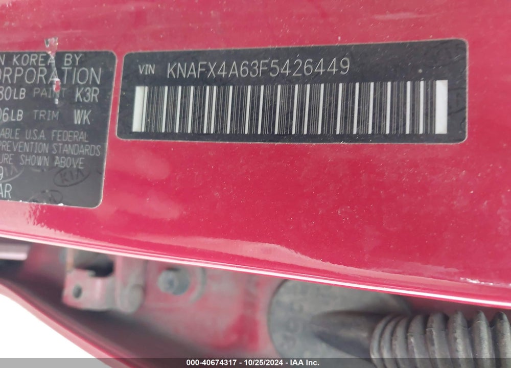 2015 KIA FORTE LX VIN: KNAFX4A63F5426449