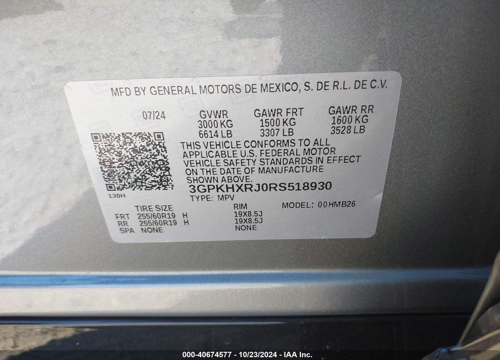 2024 HONDA PROLOGUE TOURING VIN: 3GPKHXRJ0RS518930