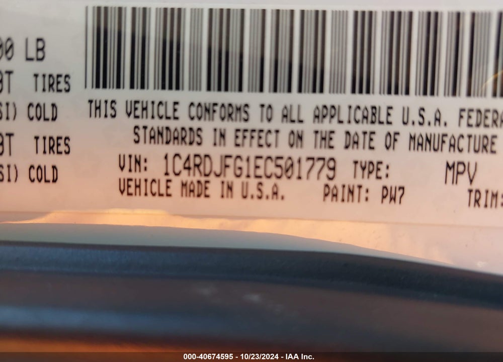 2014 DODGE DURANGO SPECIAL SERVICE VIN: 1C4RDJFG1EC501779
