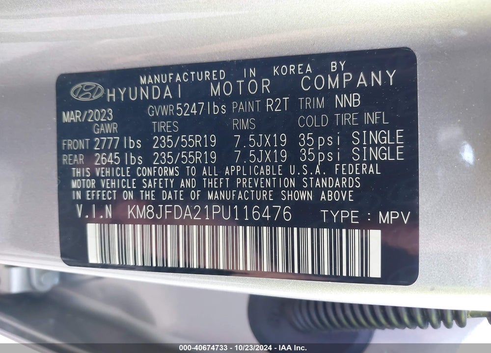 2023 HYUNDAI TUCSON PLUG-IN HYBRID LIMITED VIN: KM8JFDA21PU116476